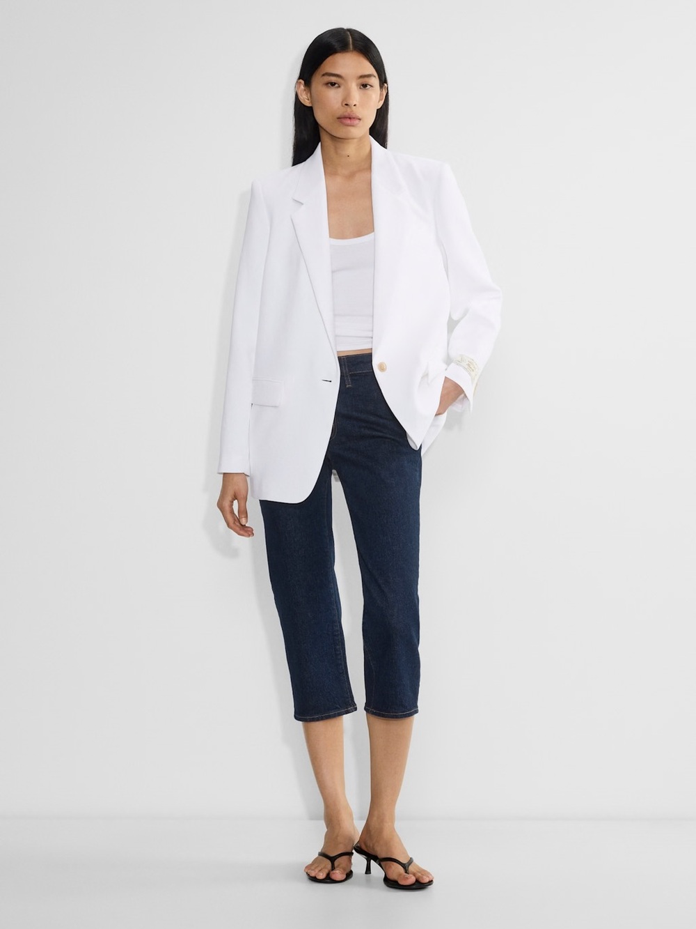 Aritzia White Cropped Blazer